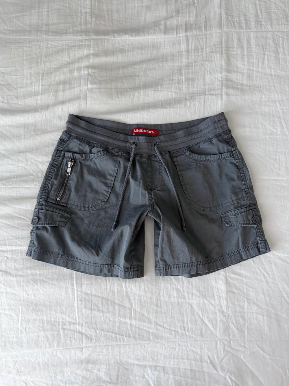 Y2K Grey UNIONBAY Utility Cargo Shorts w/ Drawstring Waist Size M